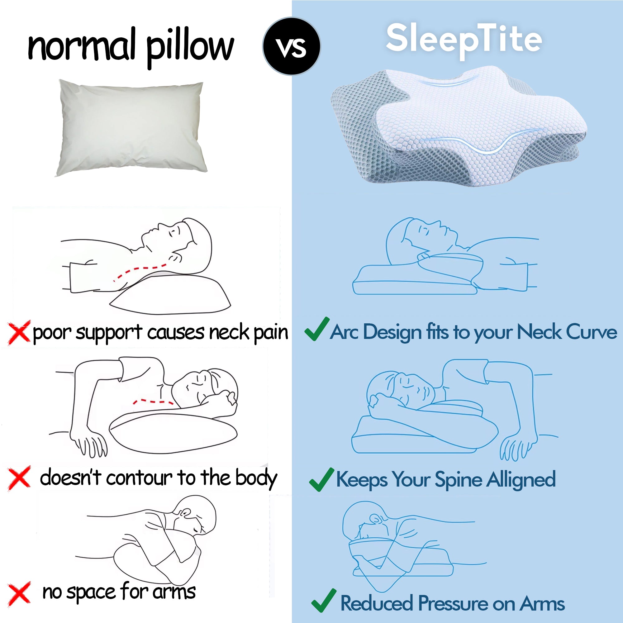 Cervical Memory Foam Pillow SleepTite